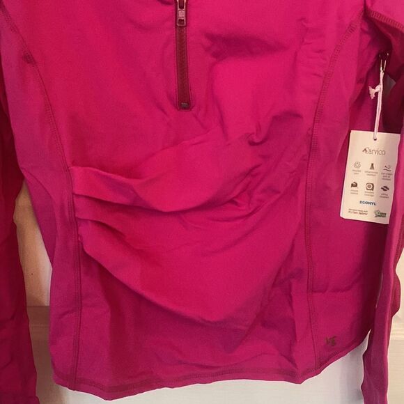 Line In The Sand Soak It Up Half Zip Pink Rashguard Top with Built-in Bra NWT - Picture 4 of 7